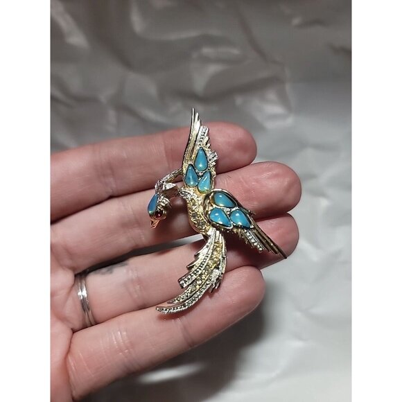 Authentic Vintage Marcel Boucher Phoenix Bird of Paradise Embedded Opal Brooch - Picture 4 of 14
